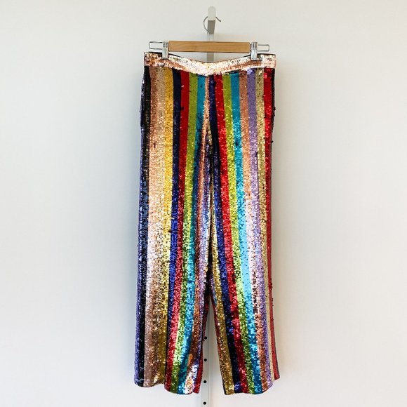 Alice + Olivia Pants - Alice + Olivia Meera Sequin Stripe Trousers